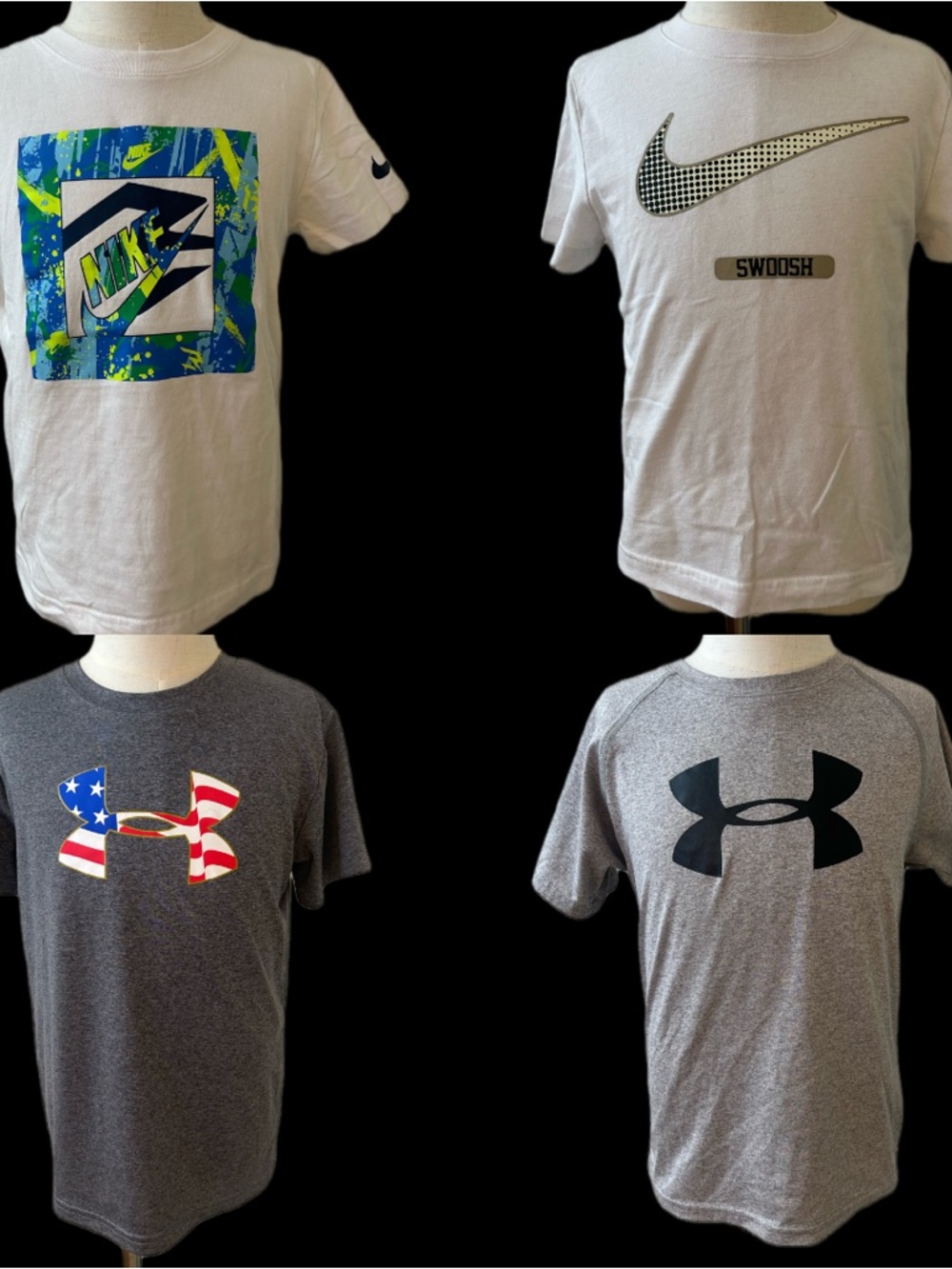 Under Armour Boys' Short Sleeve Graphic Tees - White & Gray sz6/7
